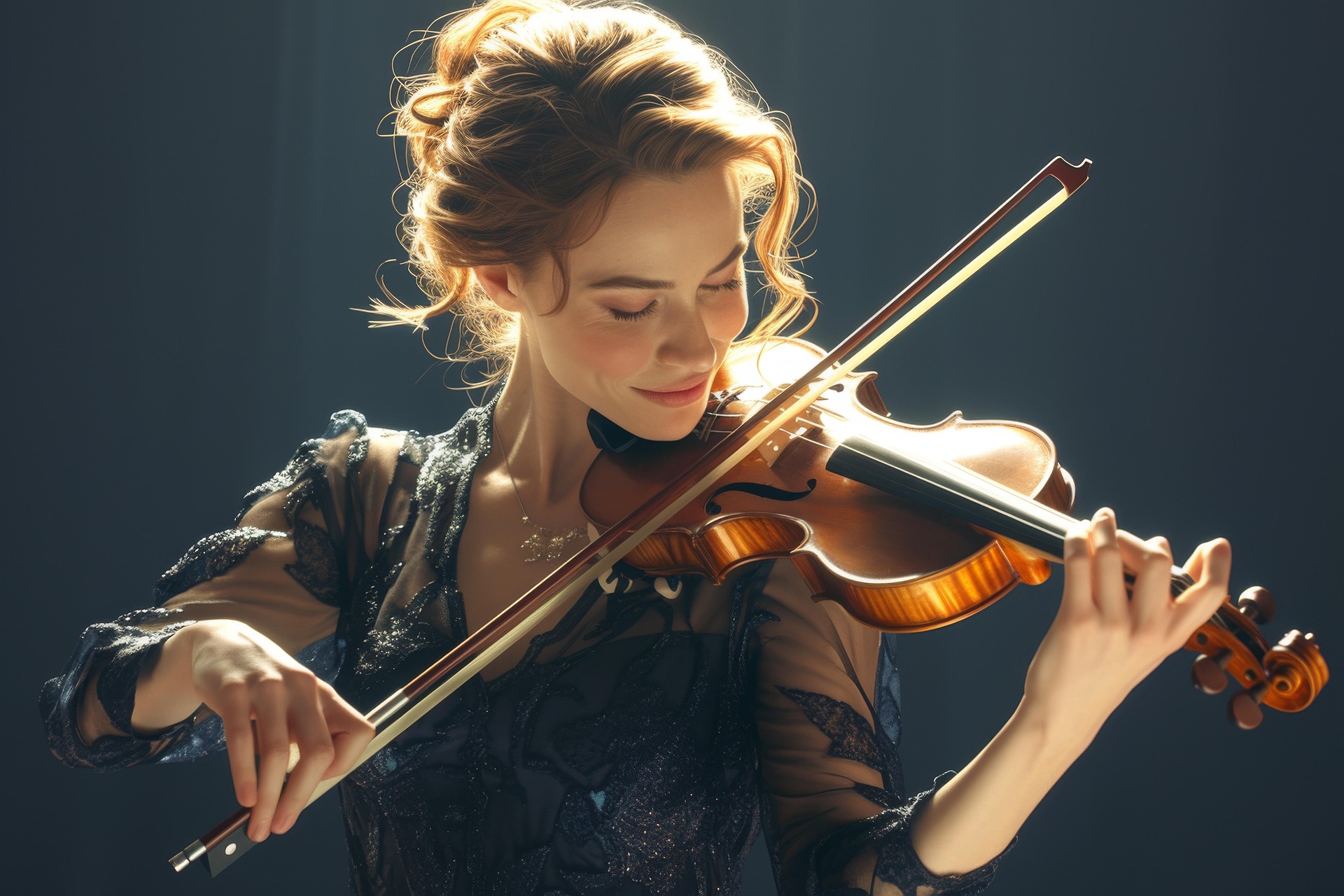 a woman playing violin